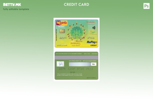 модерен стил Индија PNB Bank Patanjali RuPay изберете шаблон за кредитна картичк